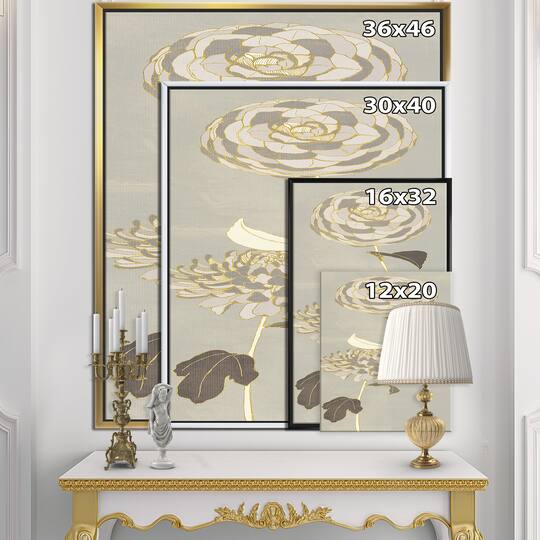 Designart - Gold Metallic Floral Garden III